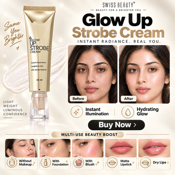 Swiss Beauty Glow Up Strobe Cream – Instant Illumination & Hydrating Glow – 3-in-1 Primer, Highlighter & Moisturizer