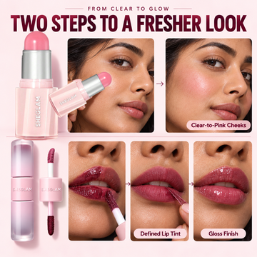 SHEGLAM Balm Stick & Line to Shine Lip Duo – Buy 1 Get 1 FREE – 4-in-1 Peel-Off Lip Stain, Gloss, Blush & Highlighter Set